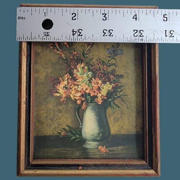 Vintage Miniature Floral Still Life Replica Painting - Picture 5 of 5